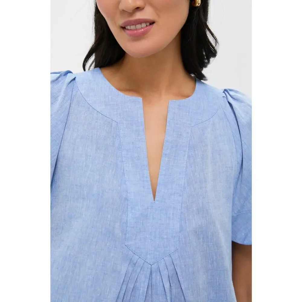 POMANDER PLACE Chambray Finley Flutter Sleeve Top Size XL NWT